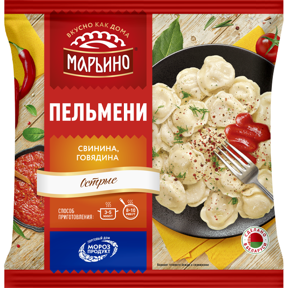 «МАРЬИНО» острые со свининой и говядиной пельмени «МАРЬИНО» острые со свининой и говядиной пельмени